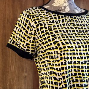 CALVIN KLEIN Dress yellow and black short sleeves stretch